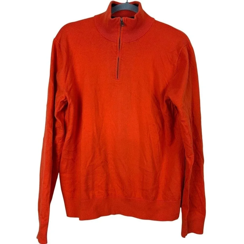 Banana Republic Burnt Orange Quarter Zip Cotton Cashmere Sweater Men's M